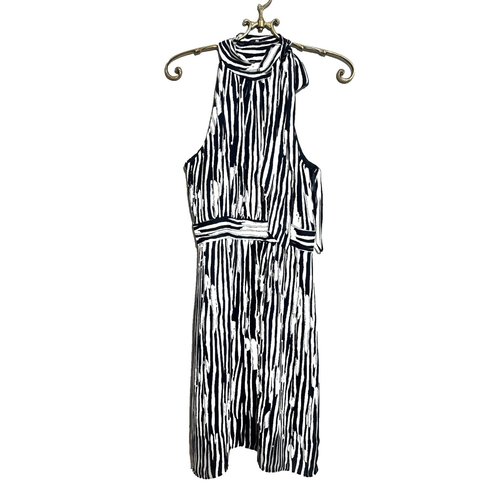 Banana Republic Midi Dress Women's 6 Black Side Neck‎ Tie Halter Party Cocktail